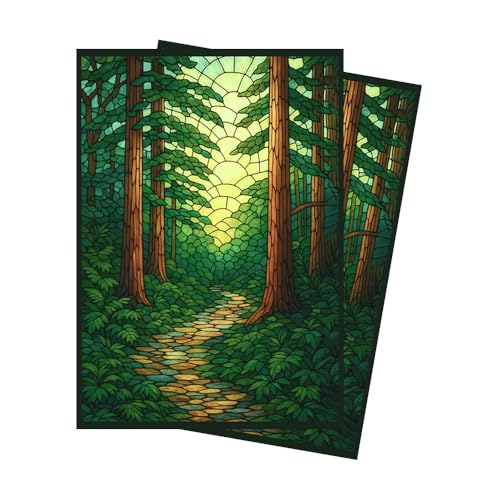Stained Glass Green Mana - MTG Card Sleeves, 104ct, Standard Size | Perfect for Double Sleeving, Smudge Resistant Matte Back, Standard 66x92mm - Compatible with Magic The Gathering & TCG Cards - color: Green Mana