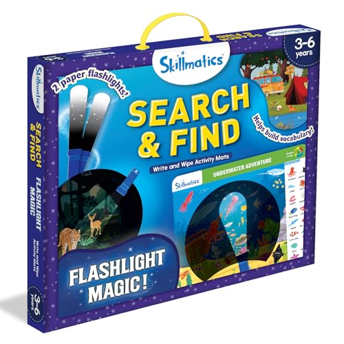Skillmatics Preschool Learning Activity – Search and Find, Flashlight Magic | Educational Game for Kids, Toddlers Who Love Toys, Art & Craft Activities, Screen-Free, Gift for Girls and Boys Ages 3-6 - style: Search & Find Flashlight Magic
