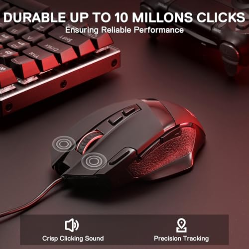 Redragon M619 Wired RGB Optical Gaming Mouse 12800 DPI Remapping Keys | Stable Lag-Free Connection, Smooth Precise Tracking, Programmable Button, Ergonomic Grip Body Comfort