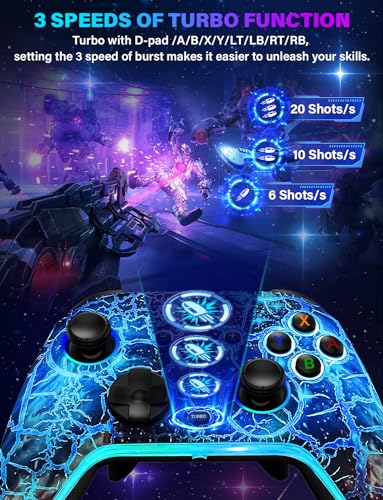 ZRZLMVP Wireless Switch Controllers for Nintendo Switch/OLED/Lite/Switch 2 | 1200mAh Rechargeable Switch Pro Controller, Switch Control with 10 Colors LED Light, Wake Up,Turbo,Vibration,Motion Control - color: Starry Blue