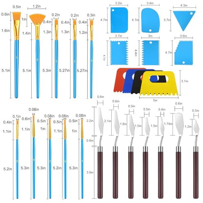 EEEKit 27 PCS Palette Knife Set, Stainless Steel Spatula Pallet Knife with Art Paint Brush, Plastic Scraper for Oil Canvas, Watercolor, Acrylic Painting