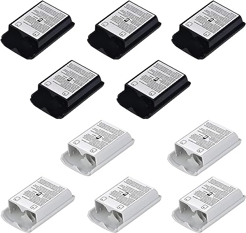 10 Pack Battery Pack Cover for Xbox360 Wireless Controller,Compatible with Xbox360 Wireless Controller Battery Cover Replacement(5×Black + 5×White) - color: 5pcs Black& 5pcs White