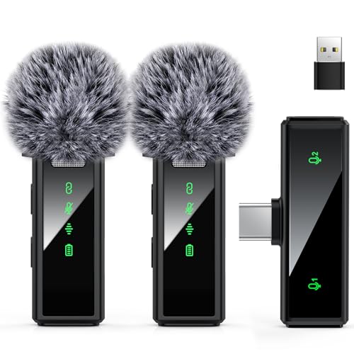 USB-C Wireless Lavalier Microphone for iPhone 15/16/17, Android & PC