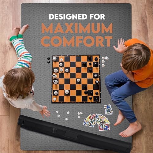 Board Game Mat 36 x 72, Table Cover for Mahjong, Poker, Playing Cards, Tile Games, Dominoes, and RPG - Neoprene Gaming Playmat - Black - color: Black, size: Rectangle 36 x 72 inches