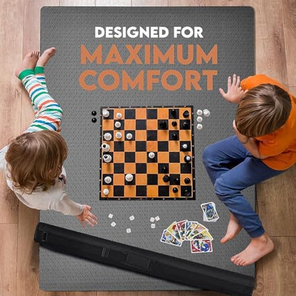 Board Game Mat 36 x 72, Table Cover for Mahjong, Poker, Playing Cards, Tile Games, Dominoes, and RPG - Neoprene Gaming Playmat - Black - color: Black, size: Rectangle 36 x 72 inches