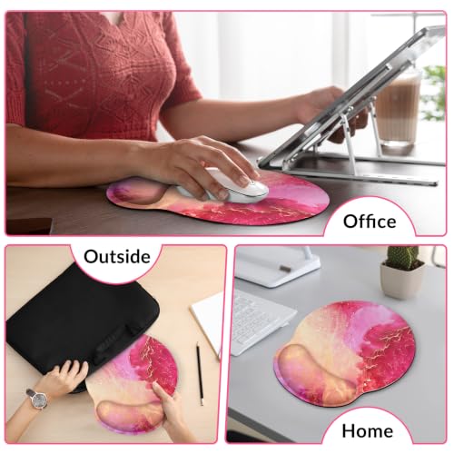 KONVINIT Ergonomic Mouse Pad with Wrist Rest, Small Mousepad with Non-Slip Rubber Base and Smooth Surface, Hot Pink Mouse Pads for Desk, Office Desk Accessories - color: Hot Pink