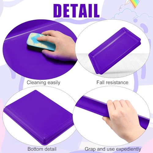 Maitys 15 Pack Plastic Art Trays 12 x 16 Inch Activity Crafts Trays Sensory Tray DIY Projects, Painting, Beads, Jewelry Office Home Organizer Arts and Crafts Supplies(Purple) - color: Purple