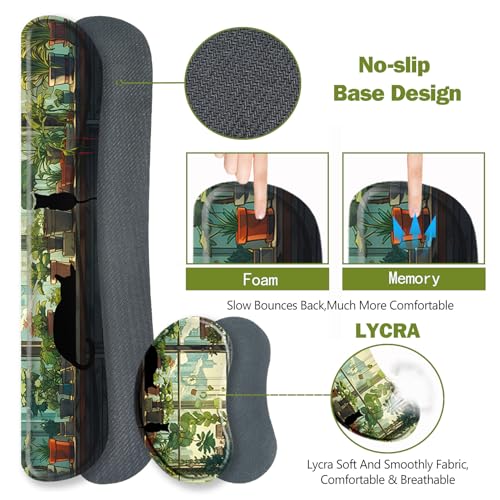 ToLuLu Extended Gaming Mouse Pad, Memory Foam Keyboard Mouse Wrist Rest Set | Large Desk Mat with Stitched Edges, Non-Slip Base Ergonomic Support Mousepad Home office, Cute Green Japanese Kawaii Cat - color: Cute Green Japanese Kawaii Cat