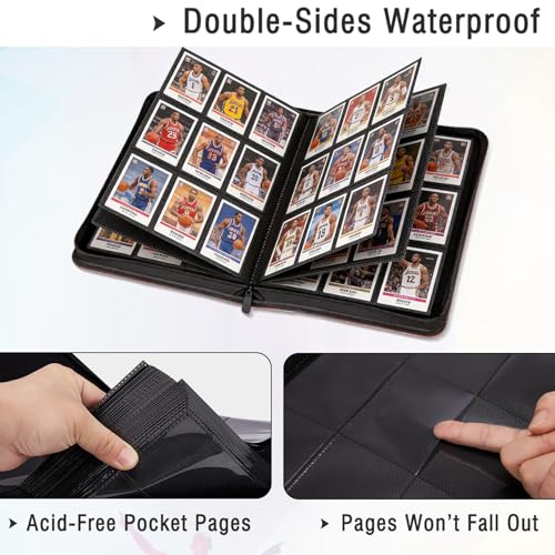 Basketball Card Binder 468 Double-Sided Pockets Trading Cards Secure Storage,Waterproof PU Leather with Sealed Zipper Protect Dust&Damage,Thoughtfully Chosen for Basketball Fans and Collectors - style: Basketball