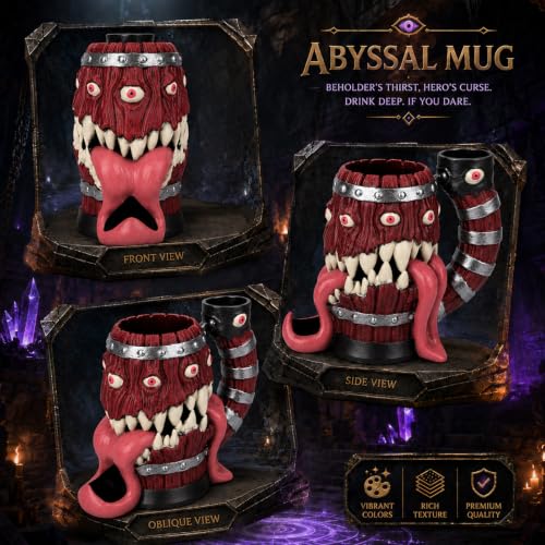 Dice Tower Mug, Dice Rolling Tower, Comes with 7 PCS Dice Set, Suitable for DND Dungeons and Dragons, Tabletop Games, Available As Drink Holder, D&D Gifts, DND Accessories (Wine-red Tongue) - color: Wine-red Tongue