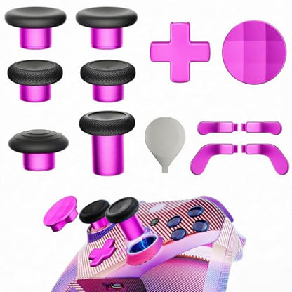 14-in-1 Controller Accessories Kit Compatible with Xbox Elite Series 2, 6 Premium Metal Thumbsticks, Swap Joysticks, 4 Interchangeable Paddles, 2 D-Pads, 1 Tool ，1 Storage Bag (Magenta) - color: Magenta