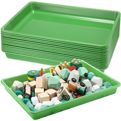 Maitys 15 Pack Plastic Art Trays 12 x 16 Inch Activity Crafts Trays Sensory Tray DIY Projects, Painting, Beads, Jewelry Office Home Organizer Arts and Crafts Supplies(Green) - color: Green