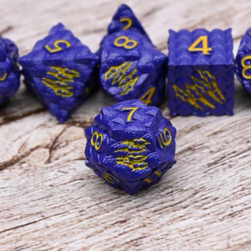 Dragon Scale Metal Dice Set-Dragon Claw,with Gift Metal Box for TTRPG Tabletop Gaming,Dungeon Masters,RPG Adventures(Purple) - color: Purple