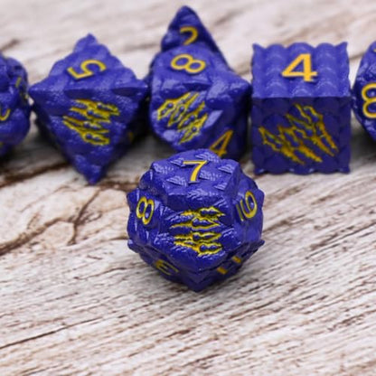 Dragon Scale Metal Dice Set-Dragon Claw,with Gift Metal Box for TTRPG Tabletop Gaming,Dungeon Masters,RPG Adventures(Purple) - color: Purple