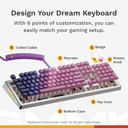 GLORIOUS Gaming - GMMK 3 PRO Barebones Custom Keyboard Kit w/Knob, Custom Modular Aluminum Body & Gasket System, Hotswappable 100% Keyboard, Sound Dampening Foam, Aluminum Switch Plate ANSI (Silver) - color: Silver, size: Full Size, style: GMMK 3 Pro