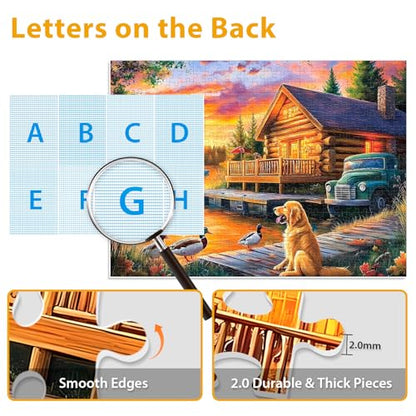500 Piece Puzzle for Adults Puzzle Dog Duck Car Jigsaw Puzzle, Recycled Cardboar Jigsaw Puzzles 500 Pieces for Senior, Challenging Puzzles Family Birthday Party Toy Gift for Friends 20.5"x15" - style: Countryside