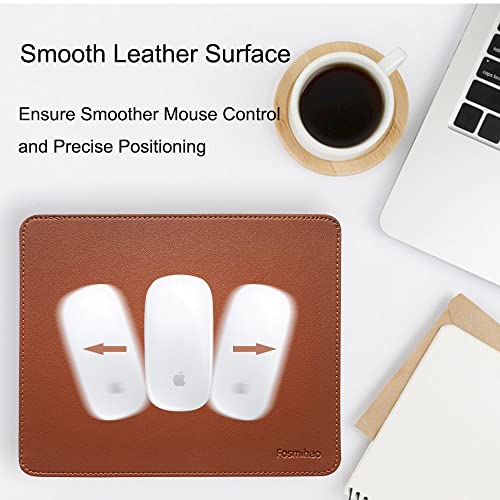 Leather Mouse Pad - Wooden Double-Sided Mouse Pad with Stitched Edge, Waterproof Ultra-Thin, 10.2 x 8.3 Inch, Brown - color: Brown