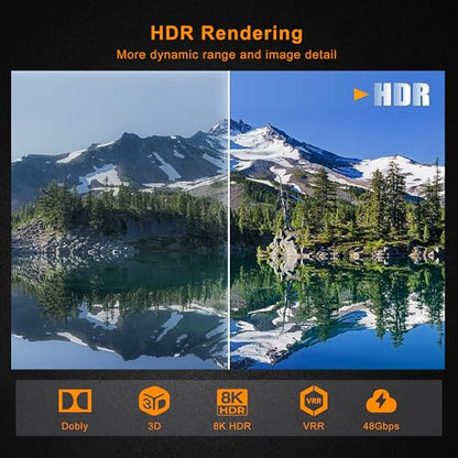 HDMI Switch 5 in 1 Out, 8K@60Hz 4K@240Hz HDMI 2.1 Splitter, 48Gbps Ultra HDMI Switcher with Remote, Supports 3D/HDR10+/HDCP2.3, Compatible with PS5/4 Xbox Nintendo Switch Apple TV Roku Fire Stick