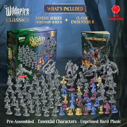 The Realm Set - 195 minis - Heroes, Monsters, NPC Characters for DND Miniatures Bulk I 28mm Dungeon Dragons D&D Miniatures I DND Minis D&D Figures I Pathfinder, Daggerheart, Realm Reforged
