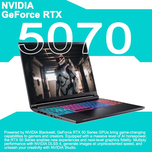 iCarp Customized Laptop Made with Acer Nitro V Slim Gaming AI Laptop 16" WQXGA 180Hz AMD 8-core Ryzen 7 260 (>i7-13700H) 16GB/32GB/64GB RAM 512GB/1TB/2TB/4TB SSD GeForce RTX 5070 798 Tops Win11 - style: Ryzen 7 260 + RTX 5070