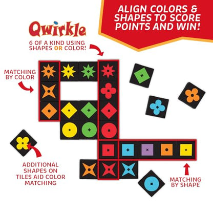MindWare Qwirkle Color Blind Friendly Family Game Game for Kids and Adults - Fun Family Game Night Game for Concentration and Visual-Thinking Skills - Ages 6+