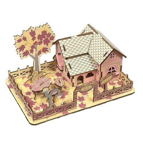 Log Cabin Mini House 3D Wooden Puzzle Building Kit for Adults Teens | Laser-cut eco wood decor gift for teens & adults 14+, mostly glue-free assembly house building craft