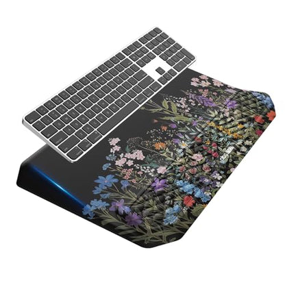2-in-1 Ergonomic Keyboard Stand with Wrist Rest, Comfy Keyboard Riser Holder with Massage Design, Flower - color: Black Flower