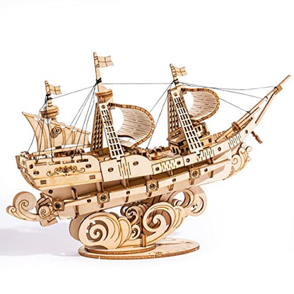 RoWood 3D Wooden Puzzle for Adults, Vintage Wooden Watercraft Model Sailboat Kit to Build, Best Gift Ideas Crafts Kit for Adults - Sailling Ship - style: Sailing Ship
