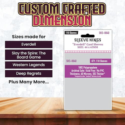 Sleeve Kings Everdell Mini Compatible Card Sleeves – 110 Pack, 44 x 63 mm, Extra Clear 60 Micron Polypropylene, Acid-Free, PVC-Free – SKS-8840 - size: 44 x 63 mm, style: Everdell Mini Compatible