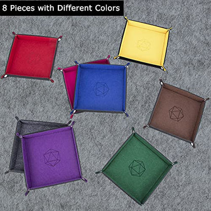 Folding Square Dice Tray, Felt Dice Holder for DND, RPG, MTG and Other Board Games (Violet, Coffee, Green, Red, Rose Red, Gray, Yellow and Blue) - color: Violet, Coffee, Green, Red, Rose Red, Gray, Yellow and Blue