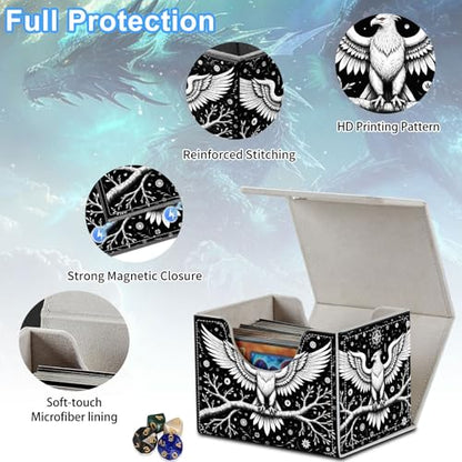 Eagle on a Branch Deck Box for MTG Commander | Holds 100+ Double-Sleeved Cards | Strong Magnetic TCG Card Case for Collectible Games - color: Eagle on a Branch