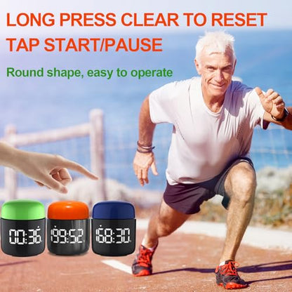 Large Display Digital Timer Stopwatch, Retro Manual Twist Table Count Down & Up Game Timer, Easy to use, Night Light Silent & Sound Timers for ADHD Study Work Kitchen Classroom Yoga Gym (Tangerine) - color: Tangerine