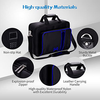 G-STORY Carrying Case,Travel Case Storage Bag Compatible with PS5 Disc and Digital Edition, Controller Skin is Included - color: Blue-Without Logo