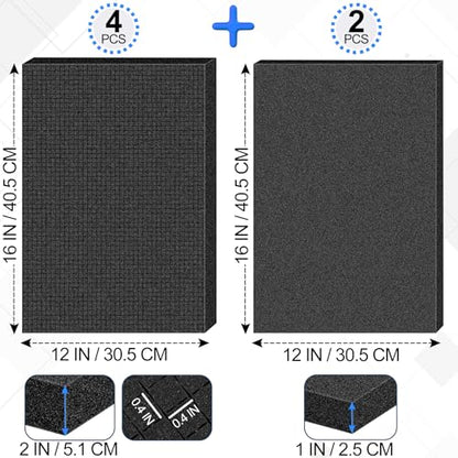 6 Pcs Pick and Pluck Foam Sheets 2 Size Polyurethane Pick Apart Foam Inserts Pads with Bottom Use for Camera, Interlocking Case, Tool Box, Storage Drawer (4P 16" x 12" x 2", 2P 16" x 12" x 1") - size: 2 Sizes - 6 Pcs -16 Inches Length