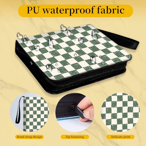 AXUASSILD 4 Pocket Card Binder, Premium Trading Card Holder Fits 400 Cards With 50 Removable Sleeves, Cute Portable Collection Card Ablum Holder Retro Green Plaid - color: Retro Green Plaid