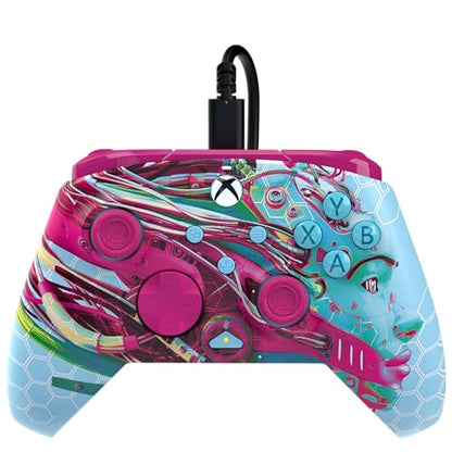 PDP Gaming REMATCH GLOW Enhanced Wired Gaming Controller: Licensed Glow in the Dark Gamepad for Xbox Series X|S, Xbox One, Windows PC, Mappable Back Buttons, Advanced Customizable App: Android Dreams - color: Android Dreams (Glow in the Dark), style: Cont