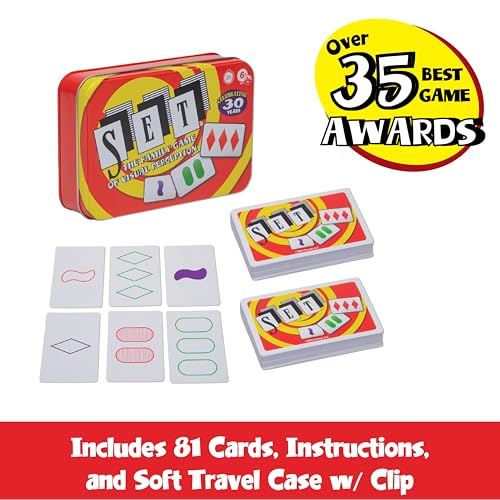 SET Card Games for Kids, Collectors Tin, Matching Game, Learning Games, 6+ | Collectors Tin, Award Winning, Family Game Night, Travel Games, Playing Cards Screen-Free, Memory Game - style: Set