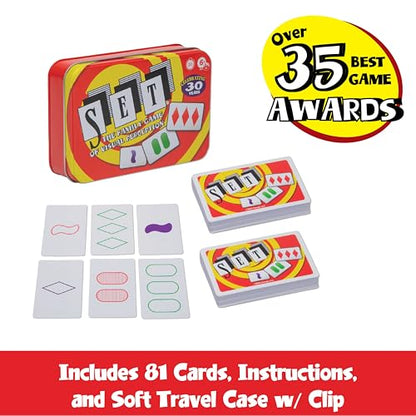 SET Card Games for Kids, Collectors Tin, Matching Game, Learning Games, 6+ | Collectors Tin, Award Winning, Family Game Night, Travel Games, Playing Cards Screen-Free, Memory Game - style: Set