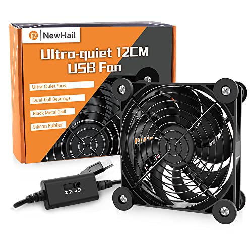 1Pack Quiet 120mm USB Fan Dual-Ball Bearings, USB Fan 5V, with L/M/H 3-Degree Speed Controller High Airflow Cooling Fan for Router Modem Receiver DVR PlayStation Xbox TV Box - size: 1Pack