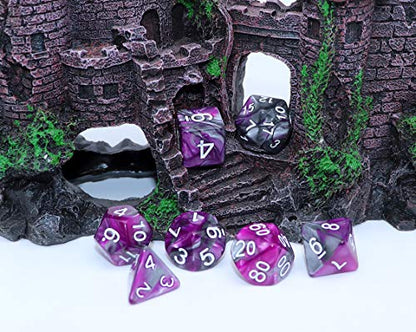DND Dice RPG Polyhedral Dice Set for Dungeon and Dragons MTG Role Playing Games Dice Set(Purple & Silver) - color: Silver Mix Purple
