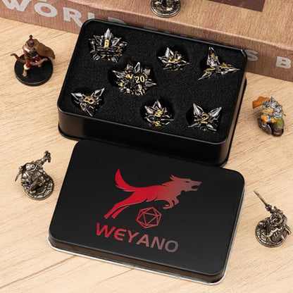 DND Dice Set Metal,Polyhedral D&D Metallic Heterotypic D and D Dice with Cracks for Dungeons and Dragons RPG TTRPG 7-Die Set with Gift (Heterotypic, Heterotypic-Black Nickel) - color: Heterotypic-black Nickel, style: Heterotypic