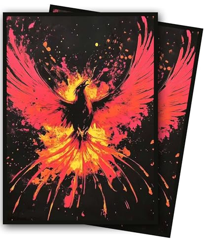 MTG Card Sleeves, Ultra Clear Front & Matte Finish Back, 100 Count Standard Size Matte Art Sleeve for Magic The Gathering - color: Phoenix