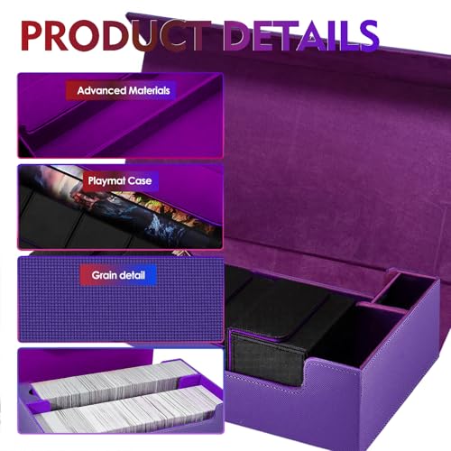 Premium Trading Card Storage Case TCG Deck Box Holds 800+ Sleeved Cards for MTG, YuGiOh, Uno, Sport with Strong Magnet Closure (Purple) - color: A-Purple - 800 Cards