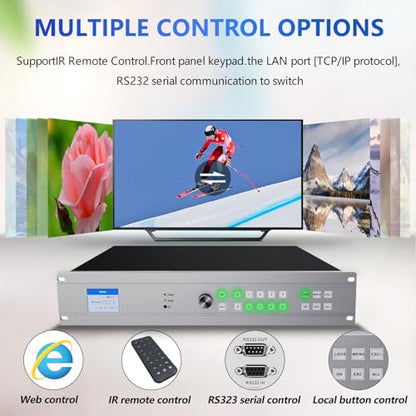 ICUIXIAN 16x32 HDMI Matrix Switch 4K@30Hz with Web GUI, IR Remote, Rs-232 | Rack Mount HDMI Matrix 16x32 Switcher & Splitter, LAN Port, EDID, HDCP, Backlit Crystal Button (16 input 32 output matrix) - size: 16x32 Matrix 4K30Hz