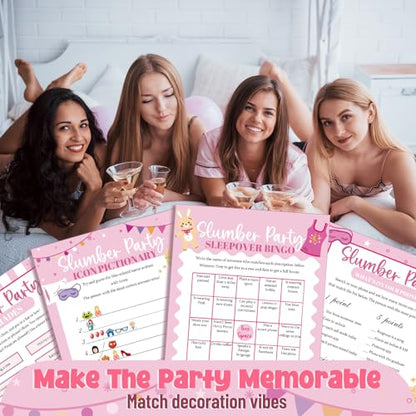 217 Pcs Slumber Party Bingo Games and Fun Activities Family Gathering Sleepover Question Card Set Game for Adults Games Indoors, Sleepover Activity Supplies - style: Slumber Party