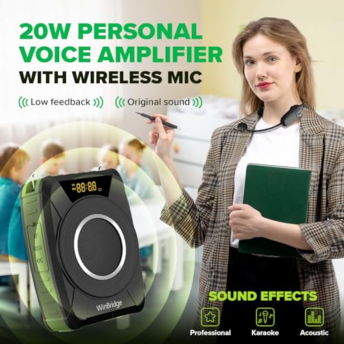 Waterproof Voice Amplifier with Wireless Microphone Headset M801 20W | Microphone with Speaker Portable Megaphone with Mic, Bluetooth Personal PA System for Teachers, Tour Guide, Singing, Elderly - color: black