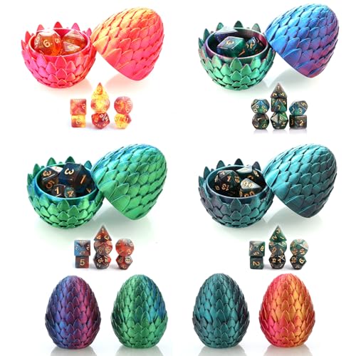 28-Piece DND Dice Set with 4Pcs 3D Printed Dragon Eggs | Fidget RPG Polyhedral Dice, Ideal Party Favors for DND & MTG Tabletop Games - color: 4colors-b