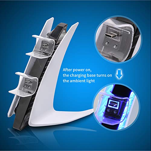 PS5 Controller Charger, PlayStation 5 Controller Charging Station with LED Light and Charger Cable