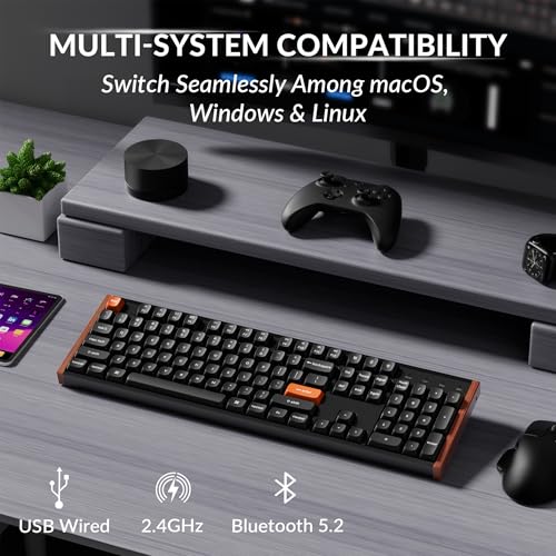 Keychron K10 HE Hall Effect Keyboard, Ultra-Fast Lime Magnetic Switch, Full-Size Tri-Mode Wireless Keyboard with Rapid Trigger, Adjustable Actuation, RGB, Aluminum + Wood Frame - Black - color: Lime Switch - Black