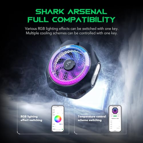Black Shark Magnetic Cell Phone Cooler 4Pro, Portable RGB Cooling Fan, Cellphone Radiator with Removable Grip, App-Controlled Smart Temperature Control for iPhone MagSafe Series/Android/Tablet/iPad - color: New 4Pro Black